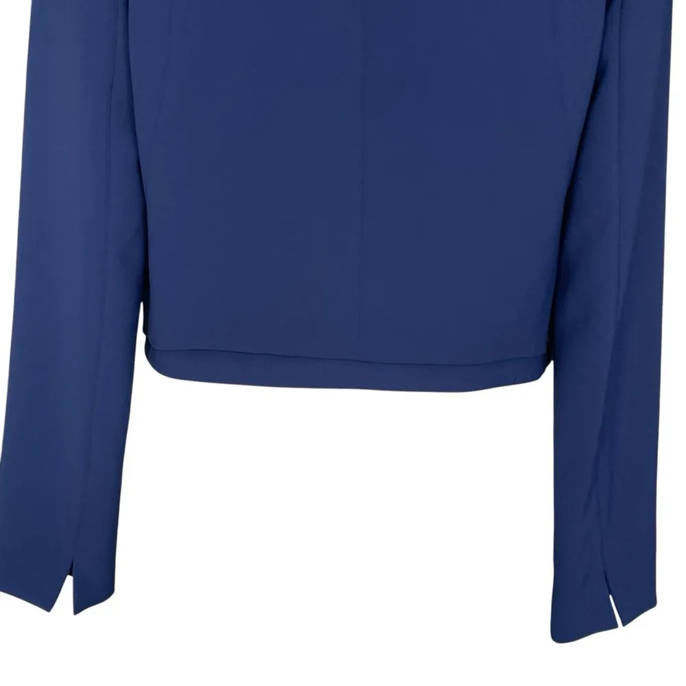 White House Black Market Navy Cropped Blazer Women's Size 6 Open Front Versatile - Image 6