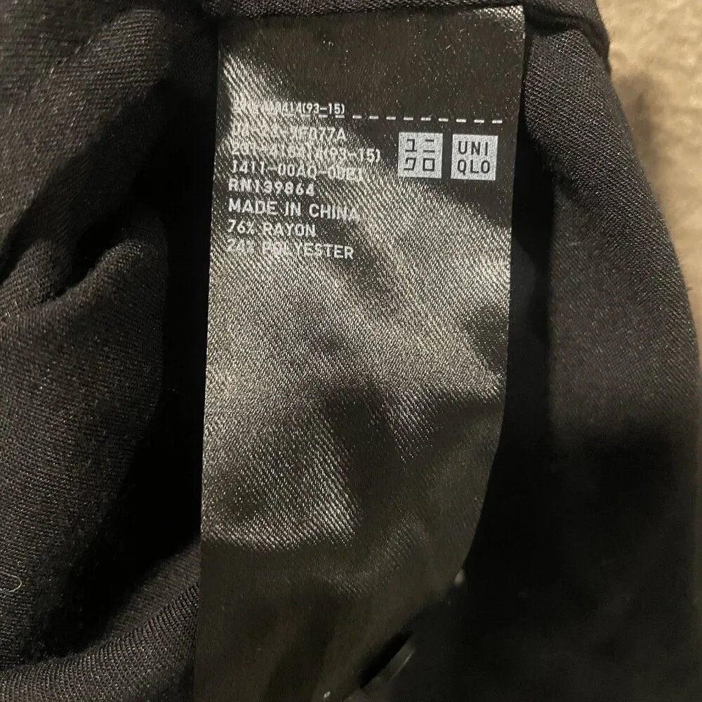 Uniqlo Shirt Womens Medium Black Tunic Vneck Long Sleeve Relaxed Modest Basic - Image 4