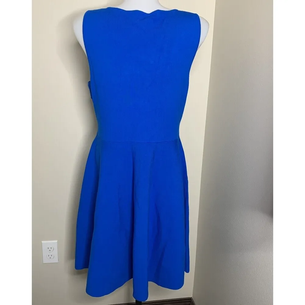 NWT $345 Milly 11 Honoré Twist Flare Dress Blue Size 18/20 Sleeveless - Image 4
