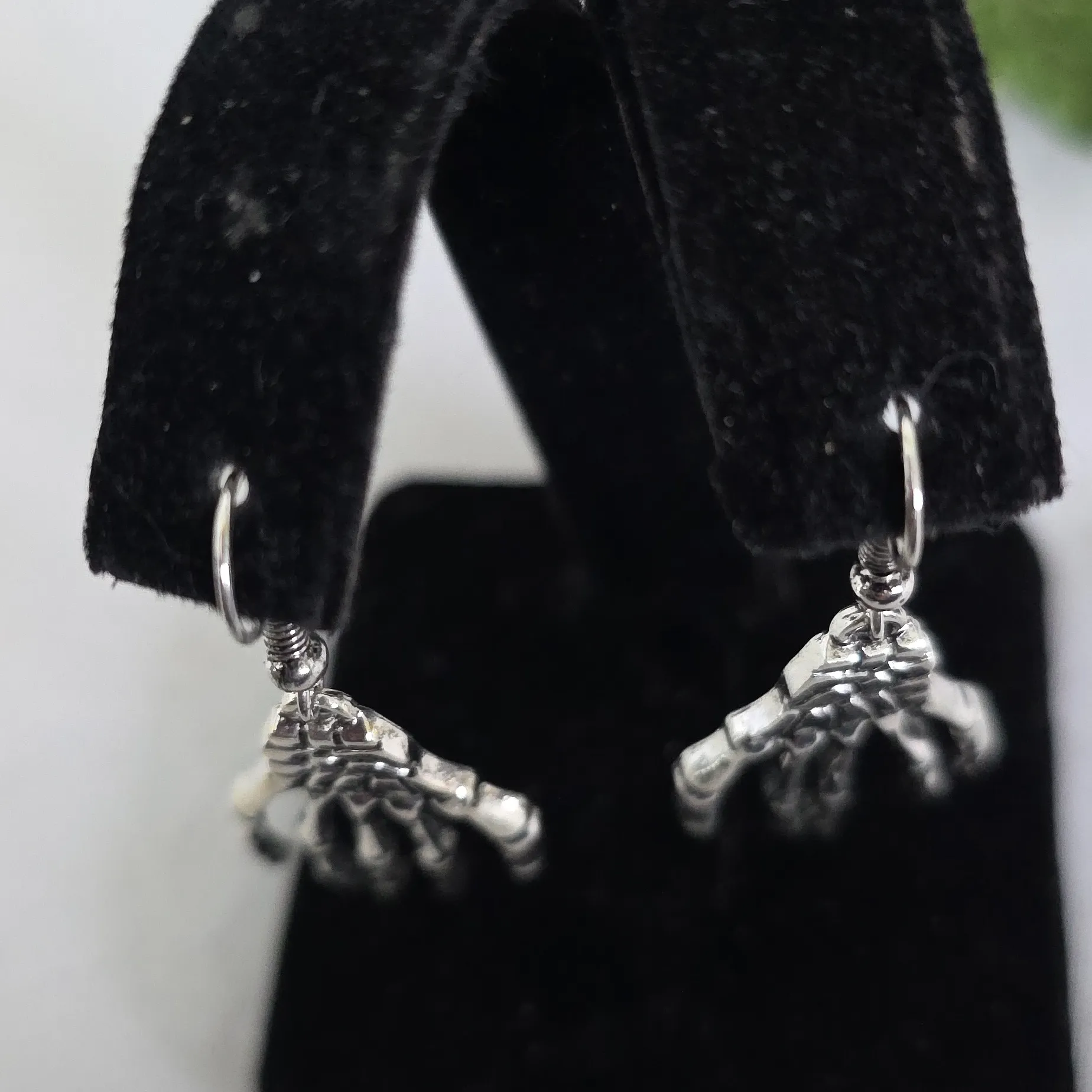 Silver Statement  Skeleton Hands Necklace And Earrings Set - Image 10