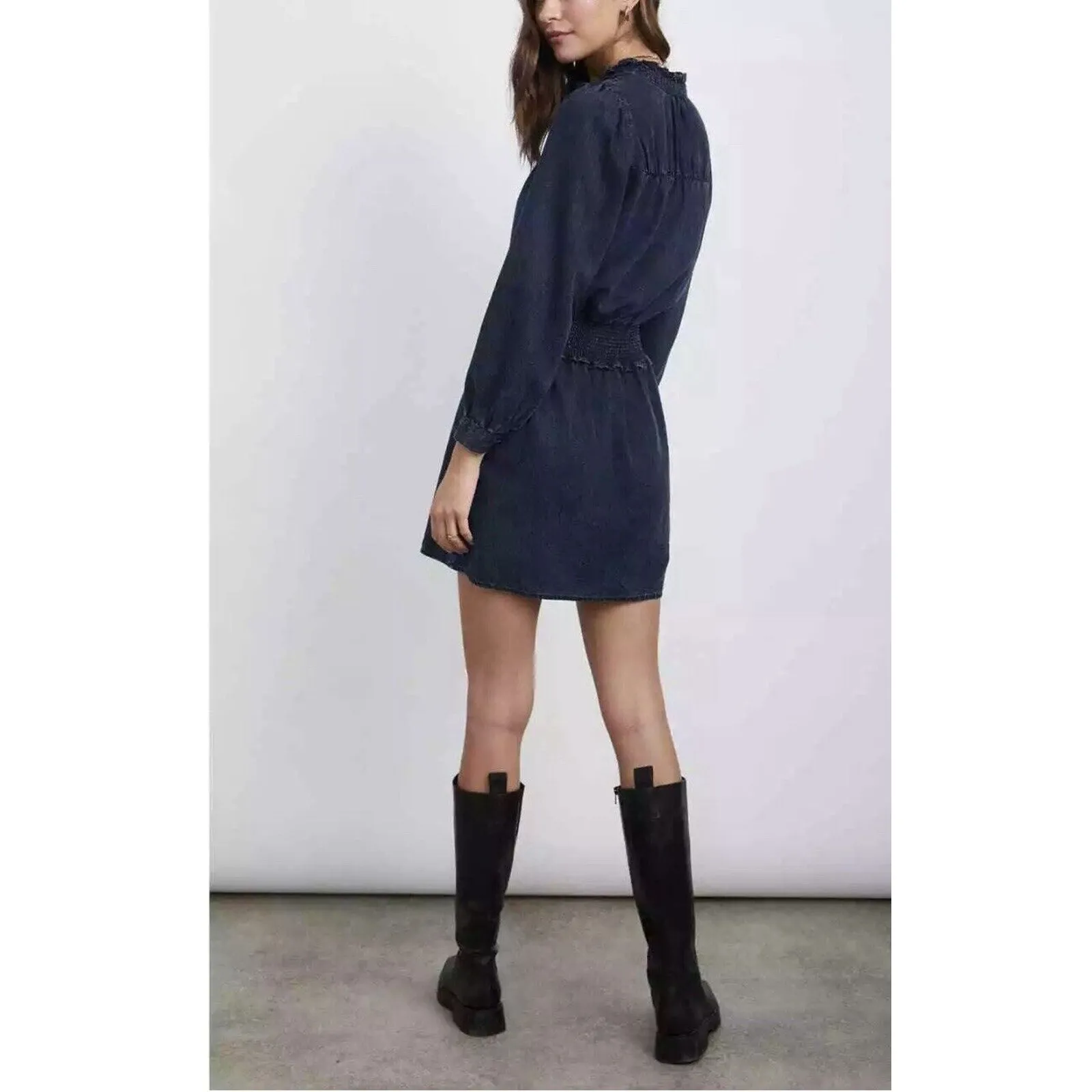 Rails Shawna Mini Dress Small Dark Vintage Blue Black Eco Collection NWOT - Image 2