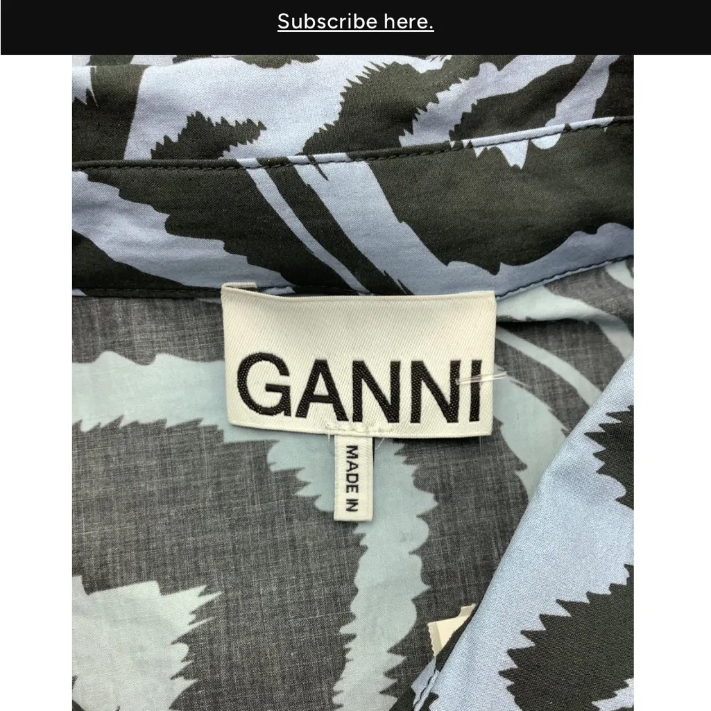 Ganni Blue Black Zebra Animal Print Puff Sleeve Mini Dress Size Small - Image 10