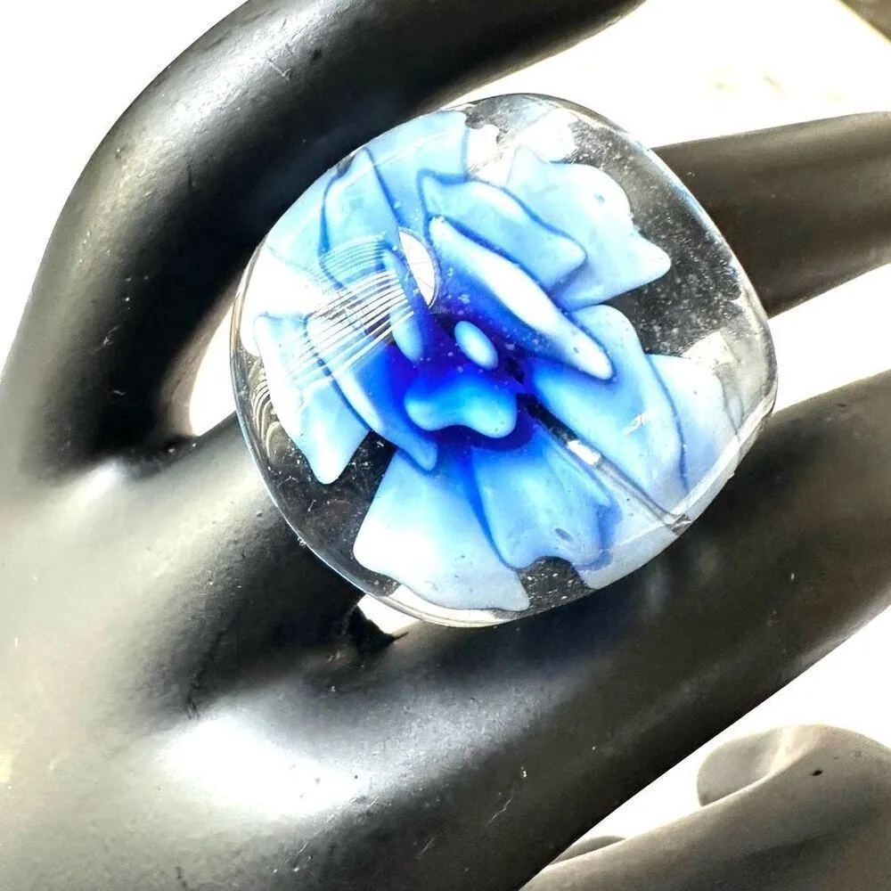 Blue flower cocktail ring - Image 7