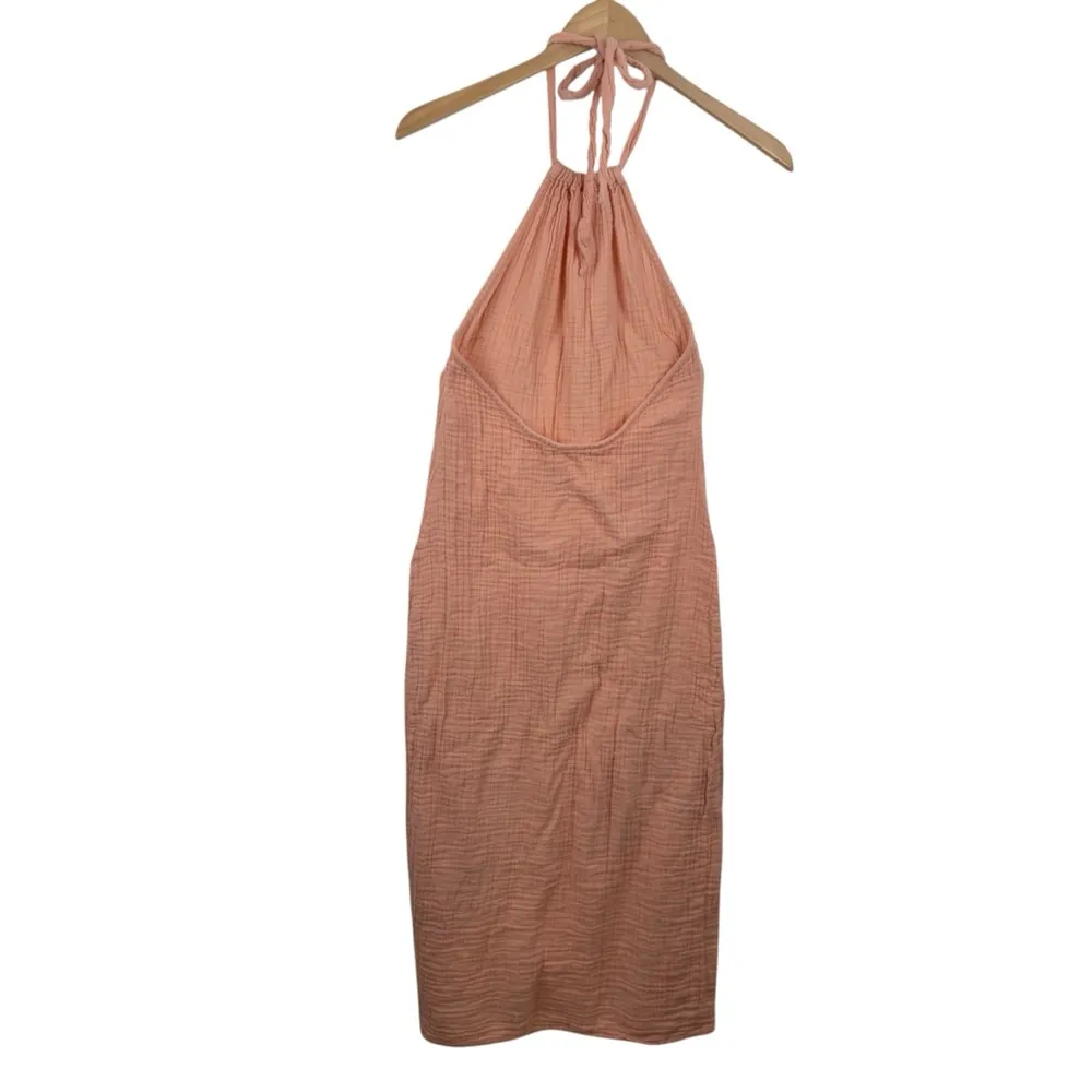 ASOS DESIGN Halter Midi Dress Gauze apricot pink Beach Boho Cotton Sleeveless 4 - Image 10