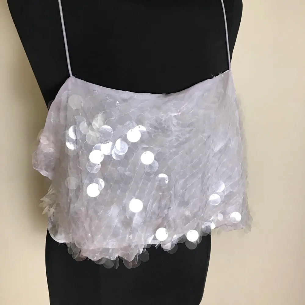 Lilac Purple Cropped Sequin Top - Image 3