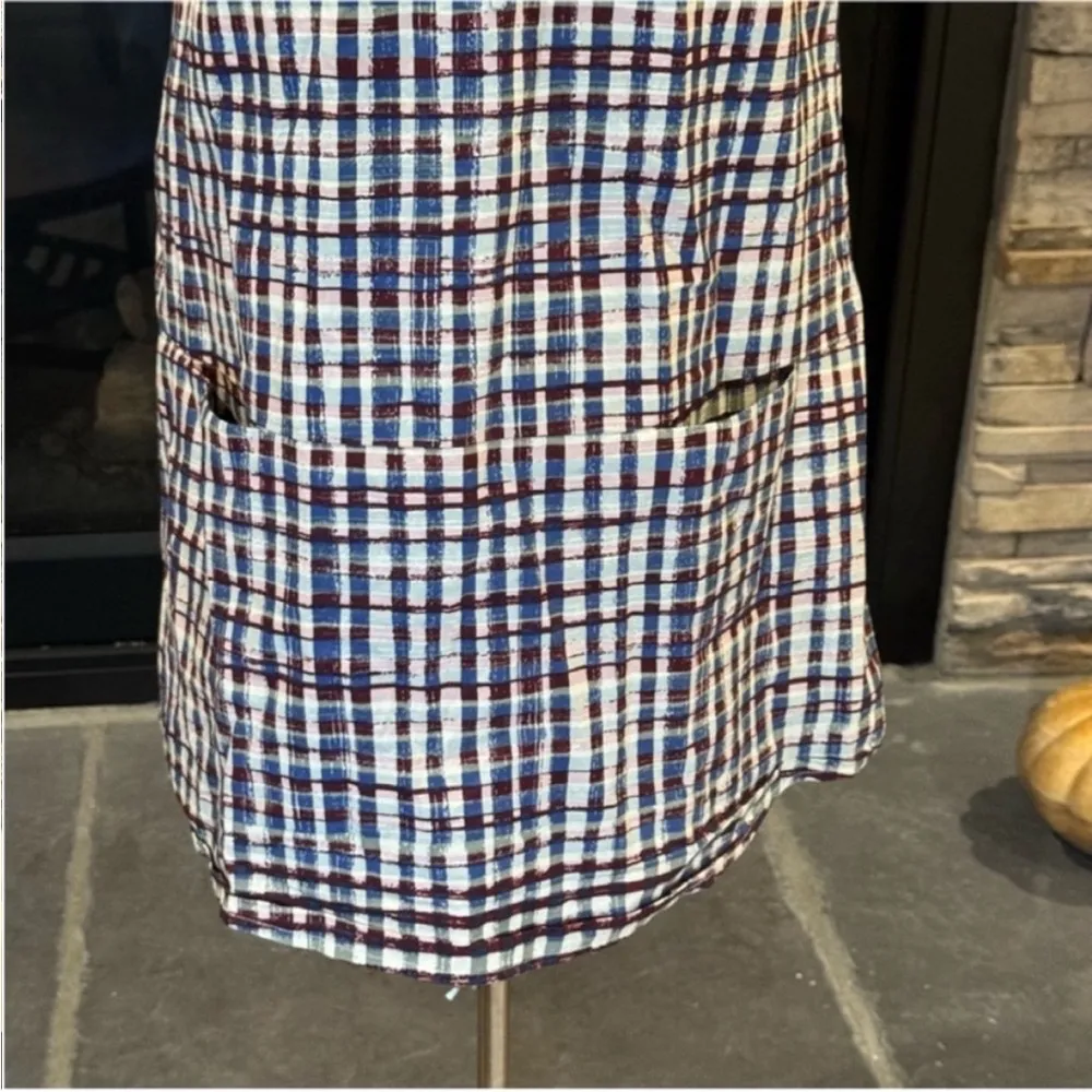 Urban Outfitters Red Blue and White Gingham Short Sleeve Sundress - Image 8