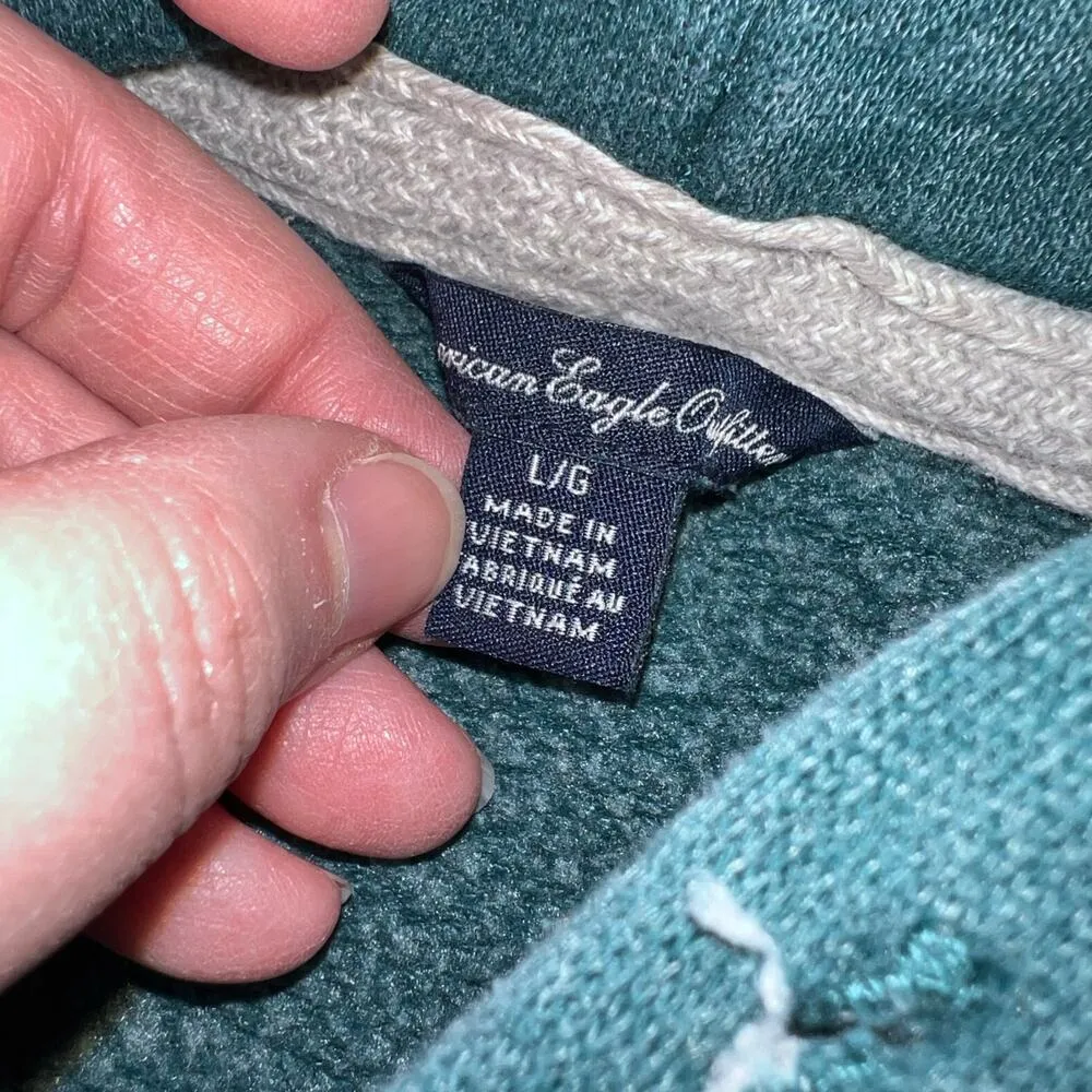 American Eagle Womens Hoodie Hooded Sweatshirt Pullover Long Sleeve Green Large - Image 7