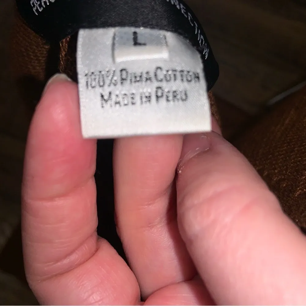 Peruvian connection v neck brown knit sweater L boho classic spring formal - Image 5