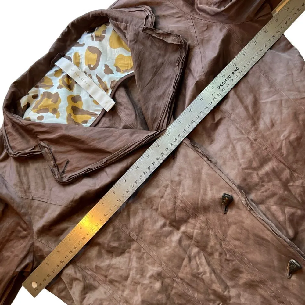 Visconf Italian Belted Short Trench Coat Brown Size 12 - Image 9