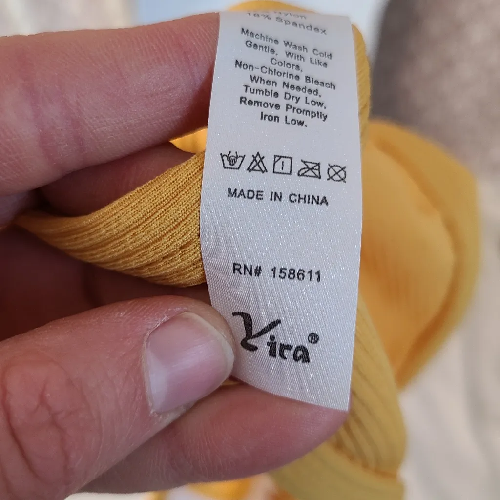 Yira  Nwt mustard yellow ribbed triangle bikini Large  - Image 8