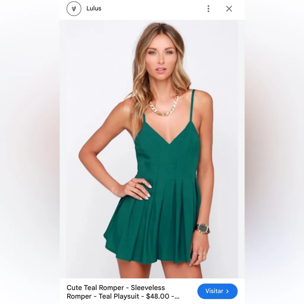 Lulus The Thought of You Teal Rompe Green Size M - Image 4