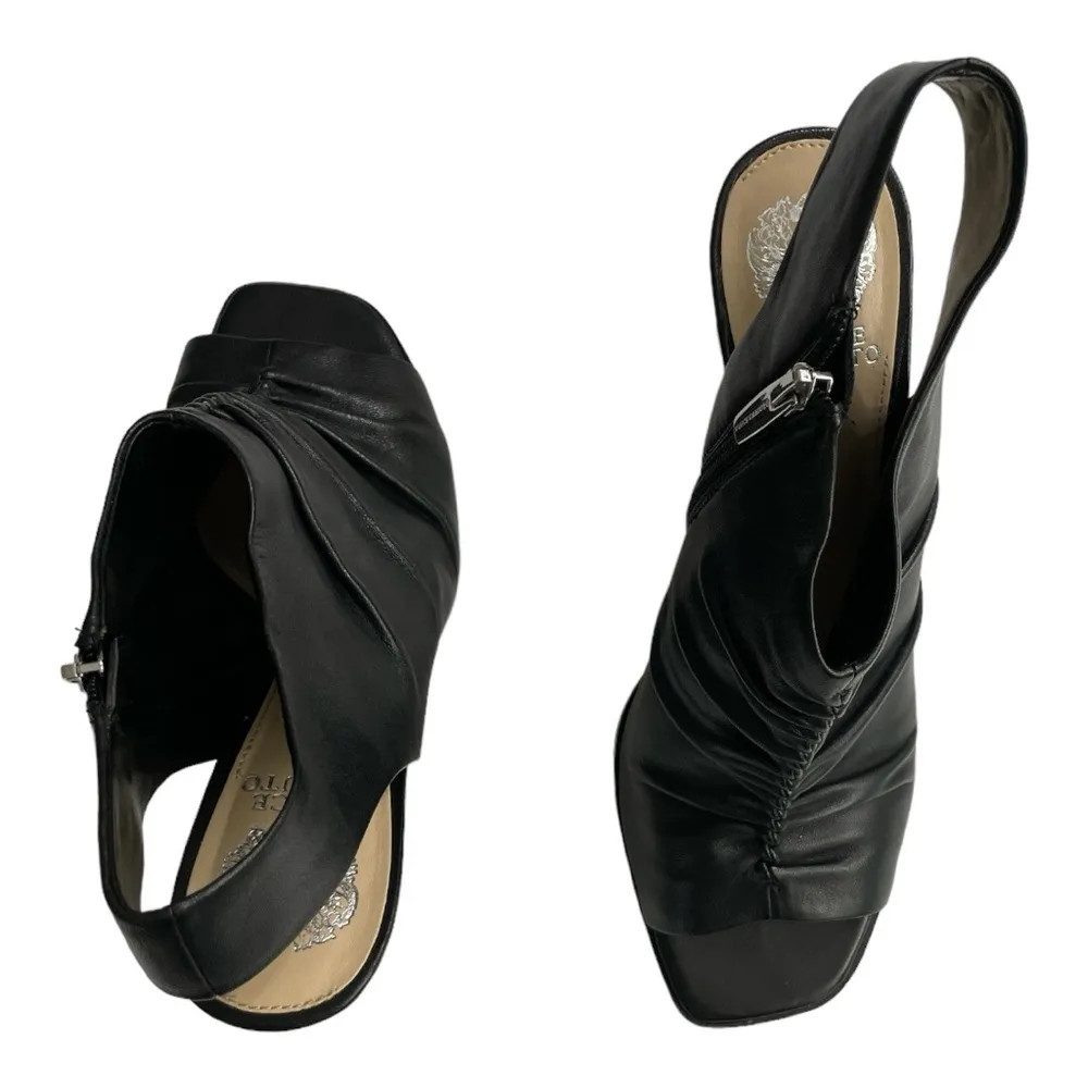 Vince Camuto Jenett Leather
Rouched Front Slingback
Heeled Booties Black 9 1/2M - Image 6