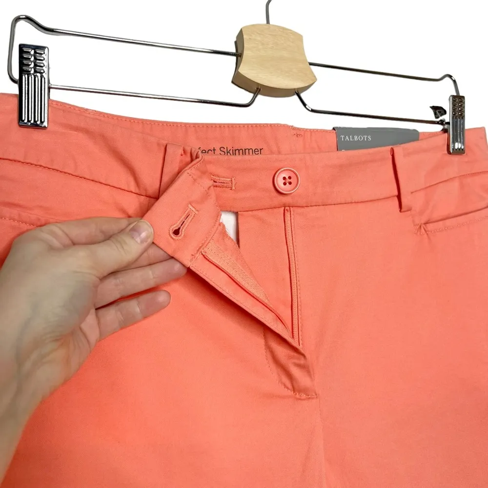 NWT Talbots Peach Coral Perfect Skimmer Cropped Slim Leg Pants - Image 8