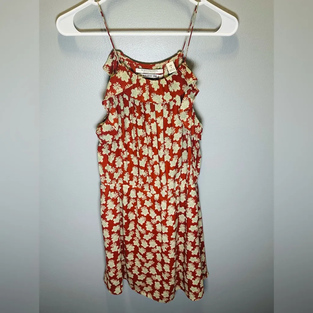 Scotch & Soda Women's Paradise Cove Rust Floral Mini Dress Size 3‎ (Large) - Image 3