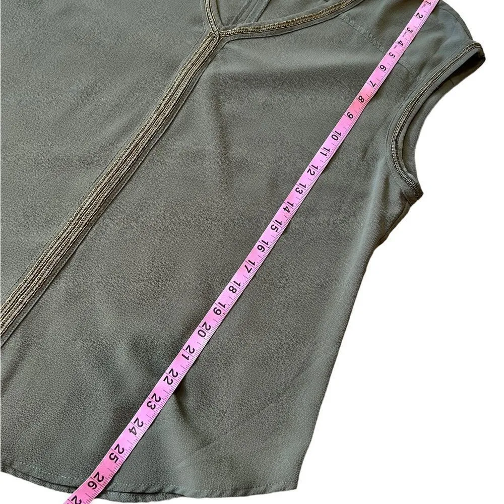 Bebe Olive Green Beaded Trim Sleeveless Blouse - Image 10