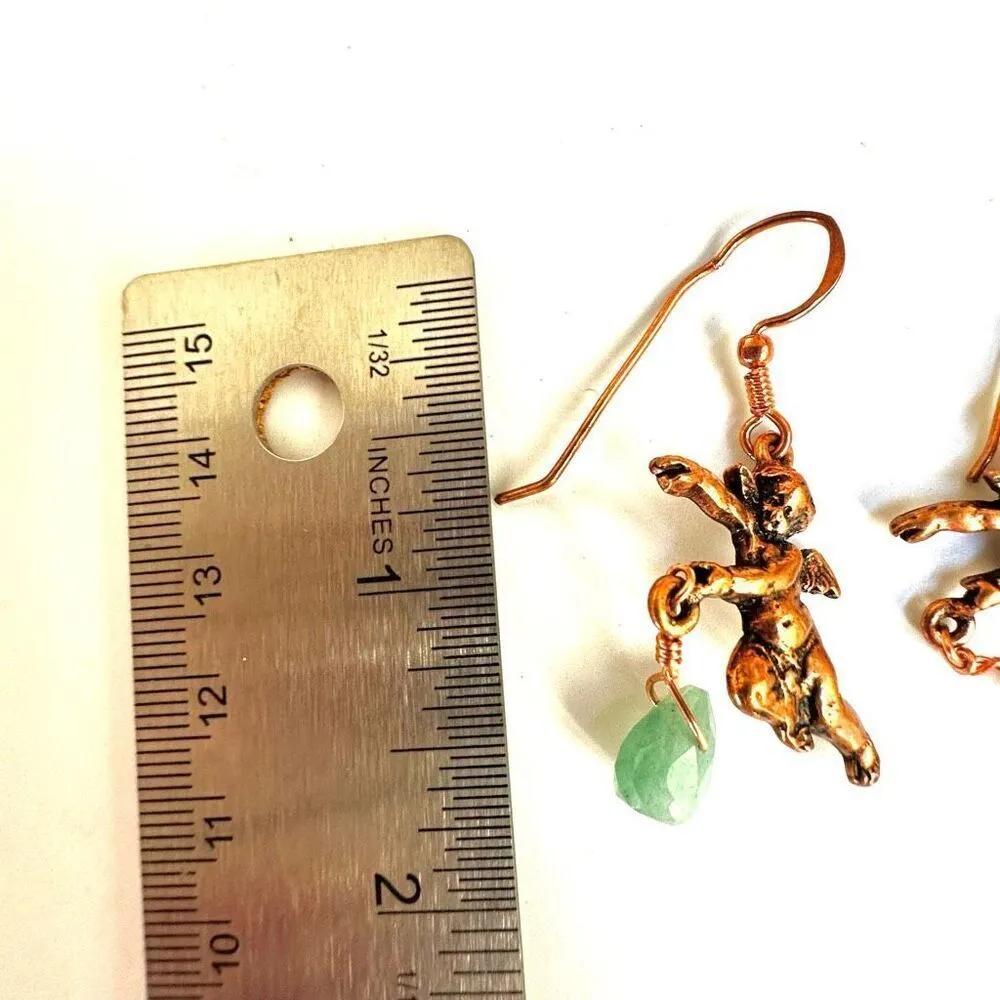Copper angel stone drop earrings - Image 6