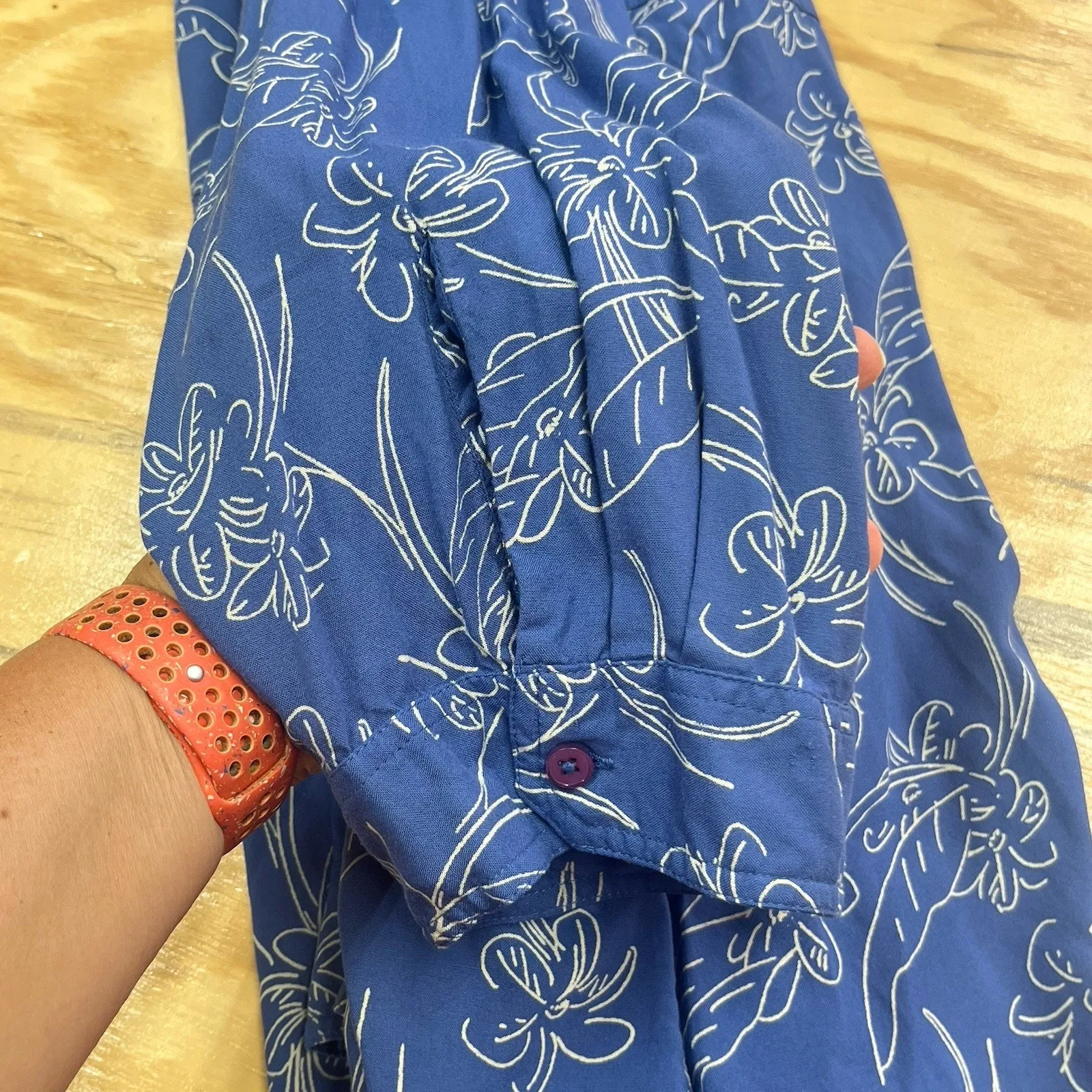 Woman Within Floral Button Down Blouse Top Size 5X Blue Lightweight Flowy Office - Image 7