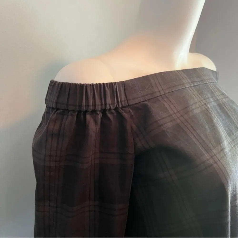 Tibi Off Shoulder Plaid Top Green Blue Black Tie Sleeve Tunic Quiet Luxury 4 - Image 5