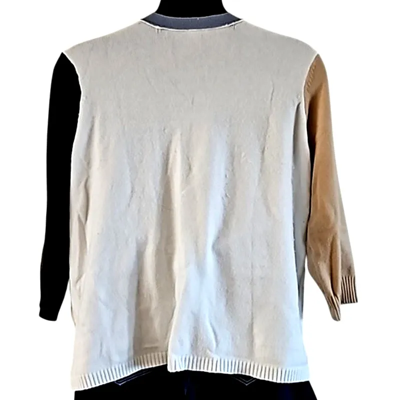 LOGO by Lori Goldstein Button Front Colorblock Cardigan size XL - Image 4