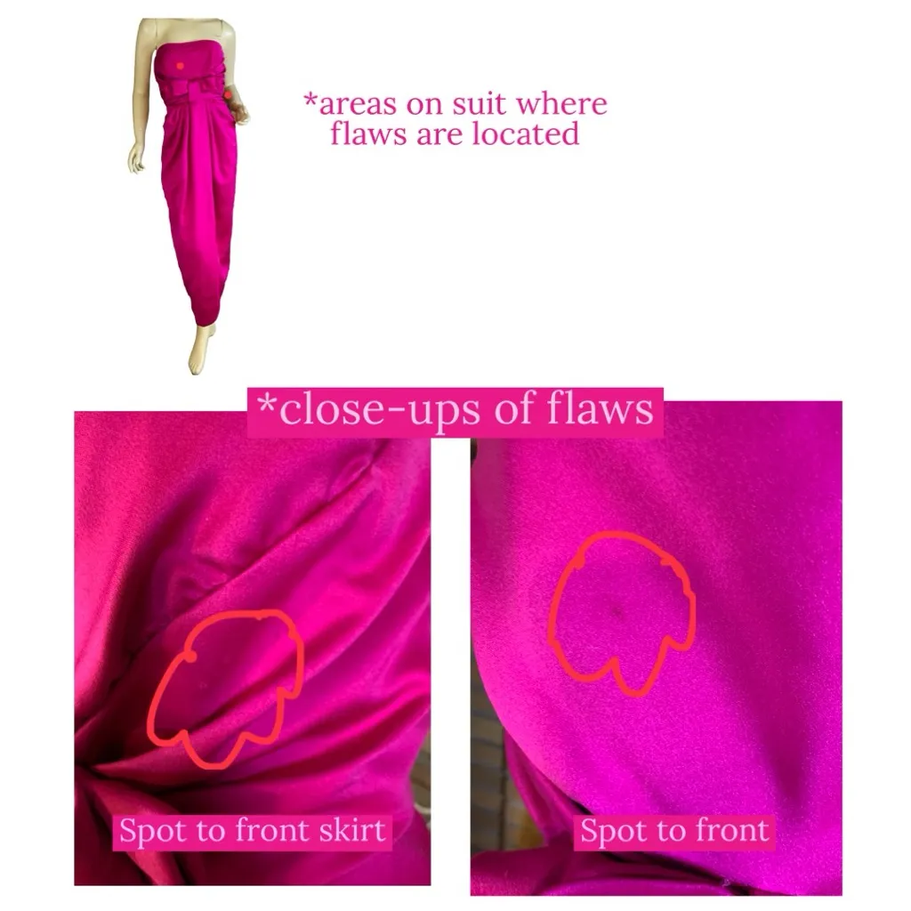 VINTAGE 1980'S JEWEL TONE PINK VICTOR COSTA STRAPLESS SATIN FORMAL DRESS (8) - Image 11