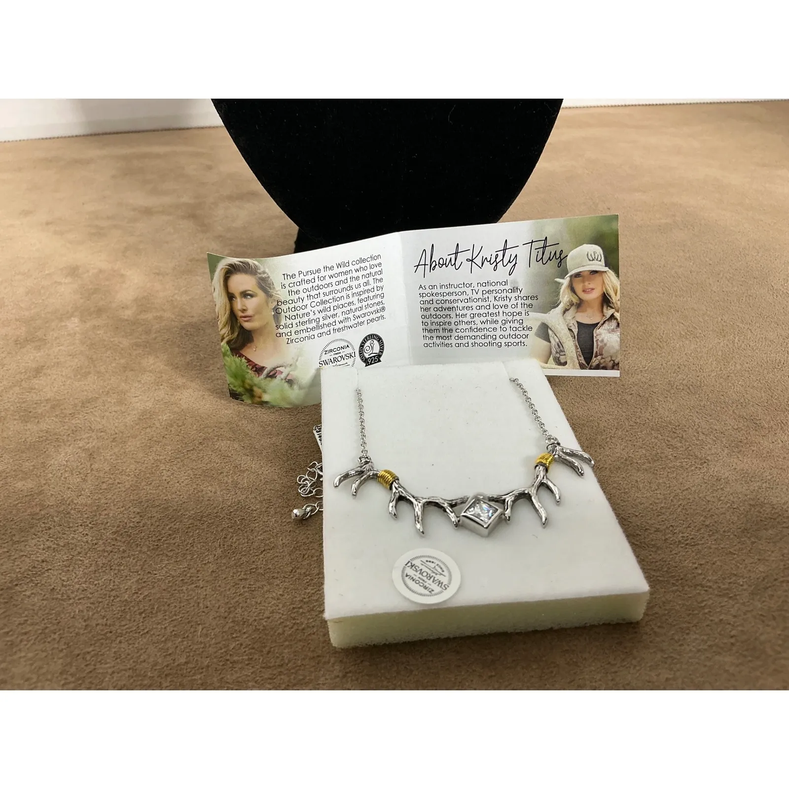 Pursue The Wild Kristy Titus Sterling Silver‎ Antler Necklace Swarovski Zirconia - Image 4