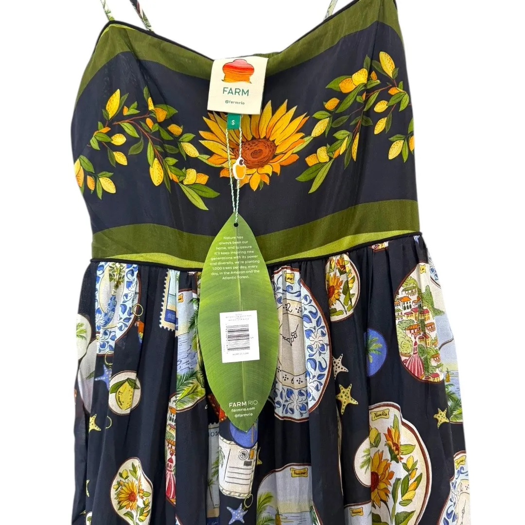 NWT Farm Rio Trip Souvenir Black Maxi Dress Sunflower Print Size S - Image 6