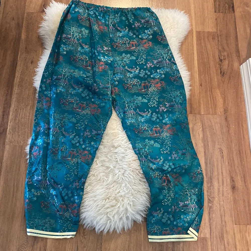 Traditional Chinese 3 Piece Pants, Shirt, & Robe Set EUC Satin Rayon Sz Sm - Image 7