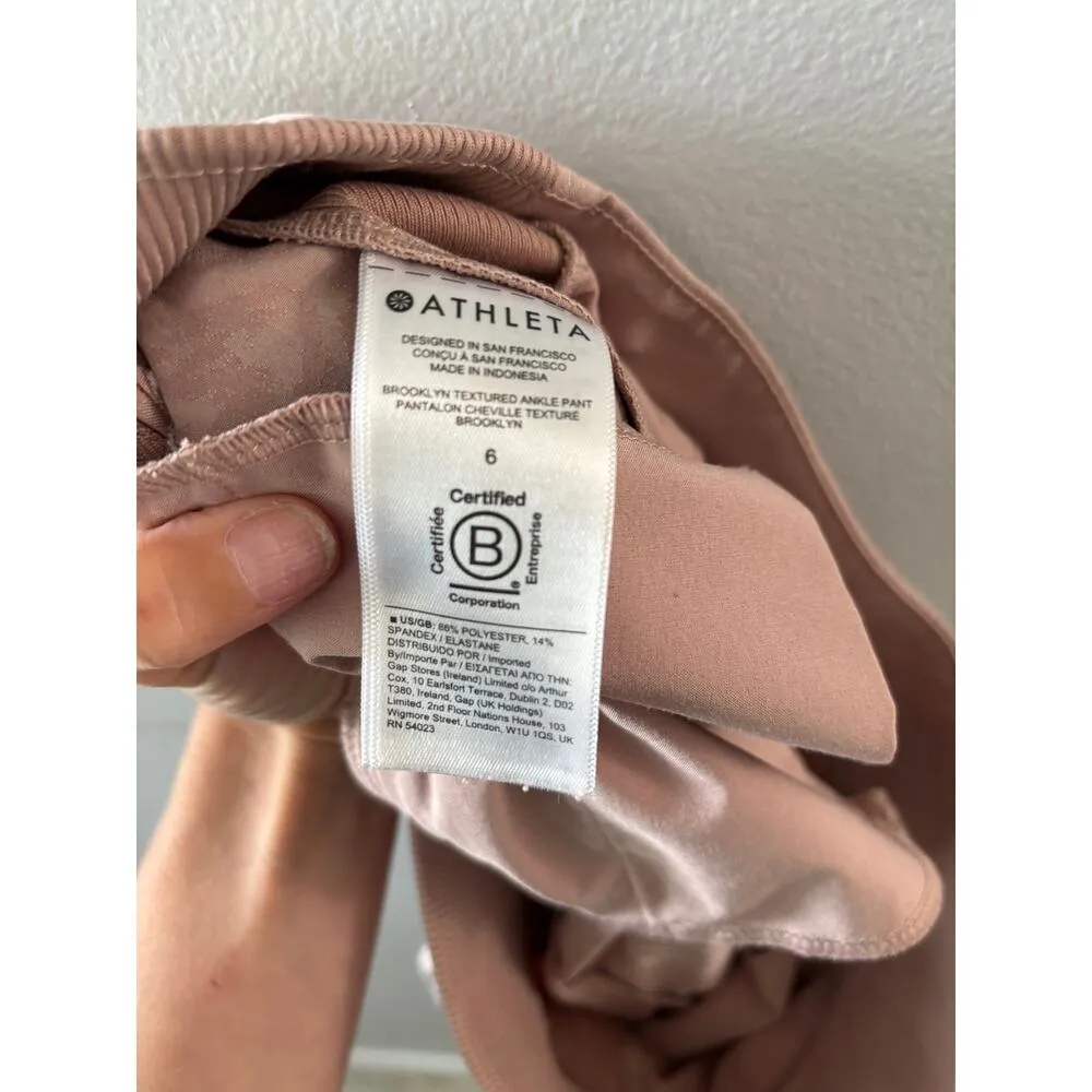 Athleta Womens Brooklyn Textured Ankle Pant Size 6 Blush Pink Athleisure - Image 7
