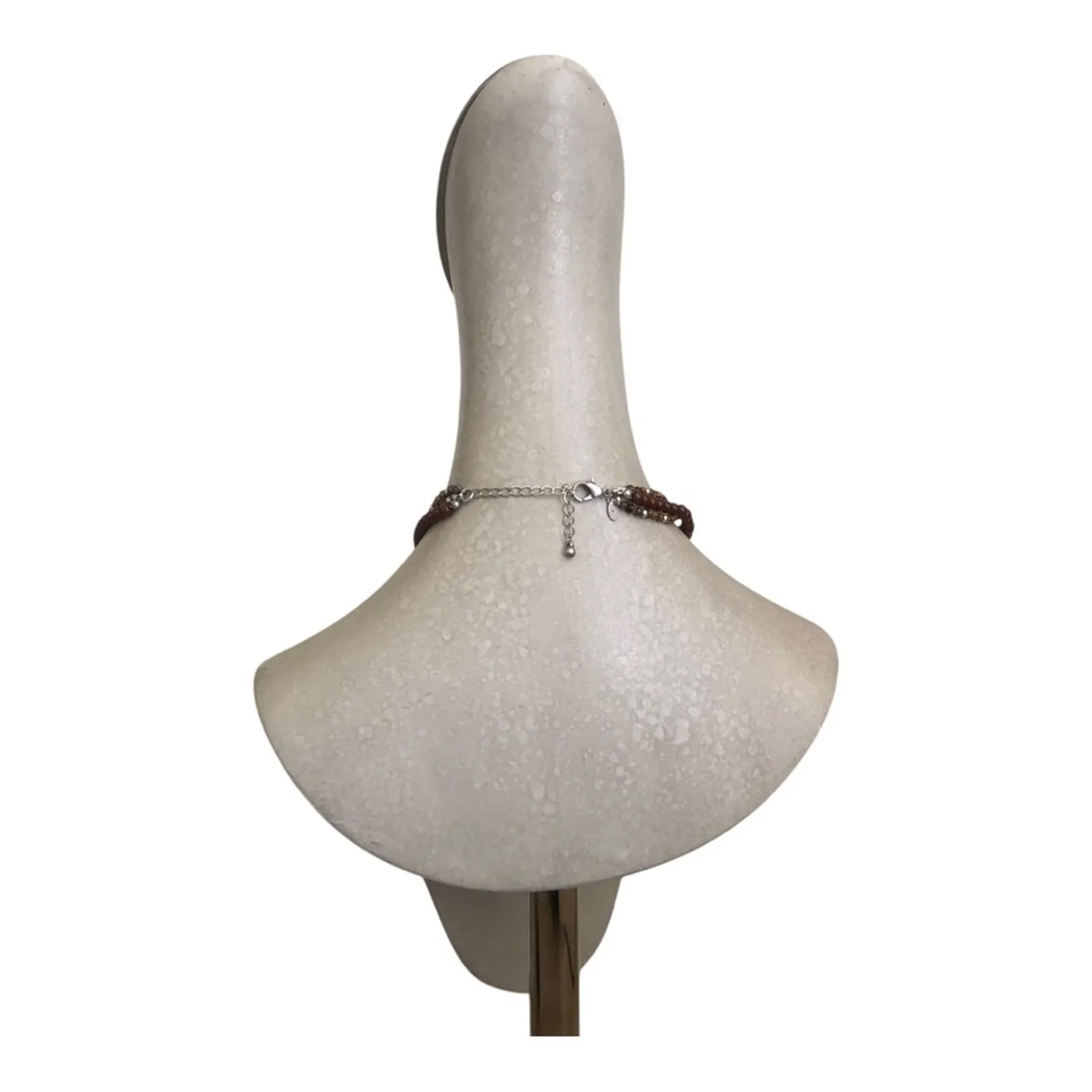 Vintage Premier Designs Eye Tiger Silver Tone Brown Beaded Medallion Necklace - Image 4