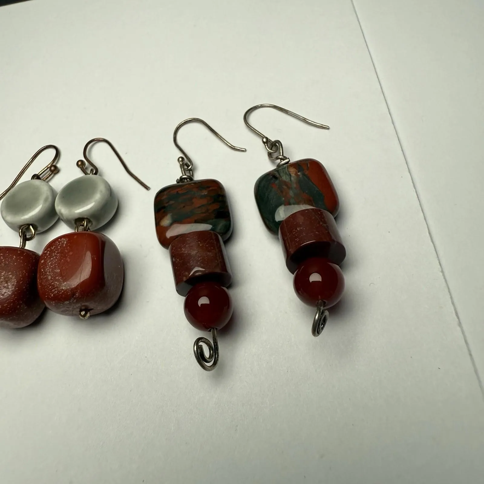 Stone Bead Dangle Drop Pierced Earrings Lot Of 3 Beaded - Image 6