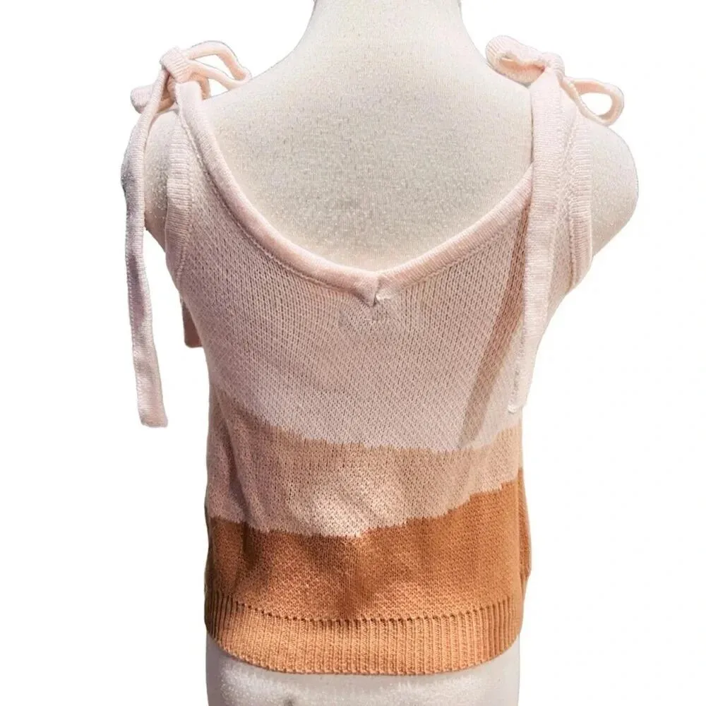 MISS SPARKLING Pink/Yellow/Terracotta Boho Desert Sweater Tank Top Size M NWT Pink Size M - Image 6