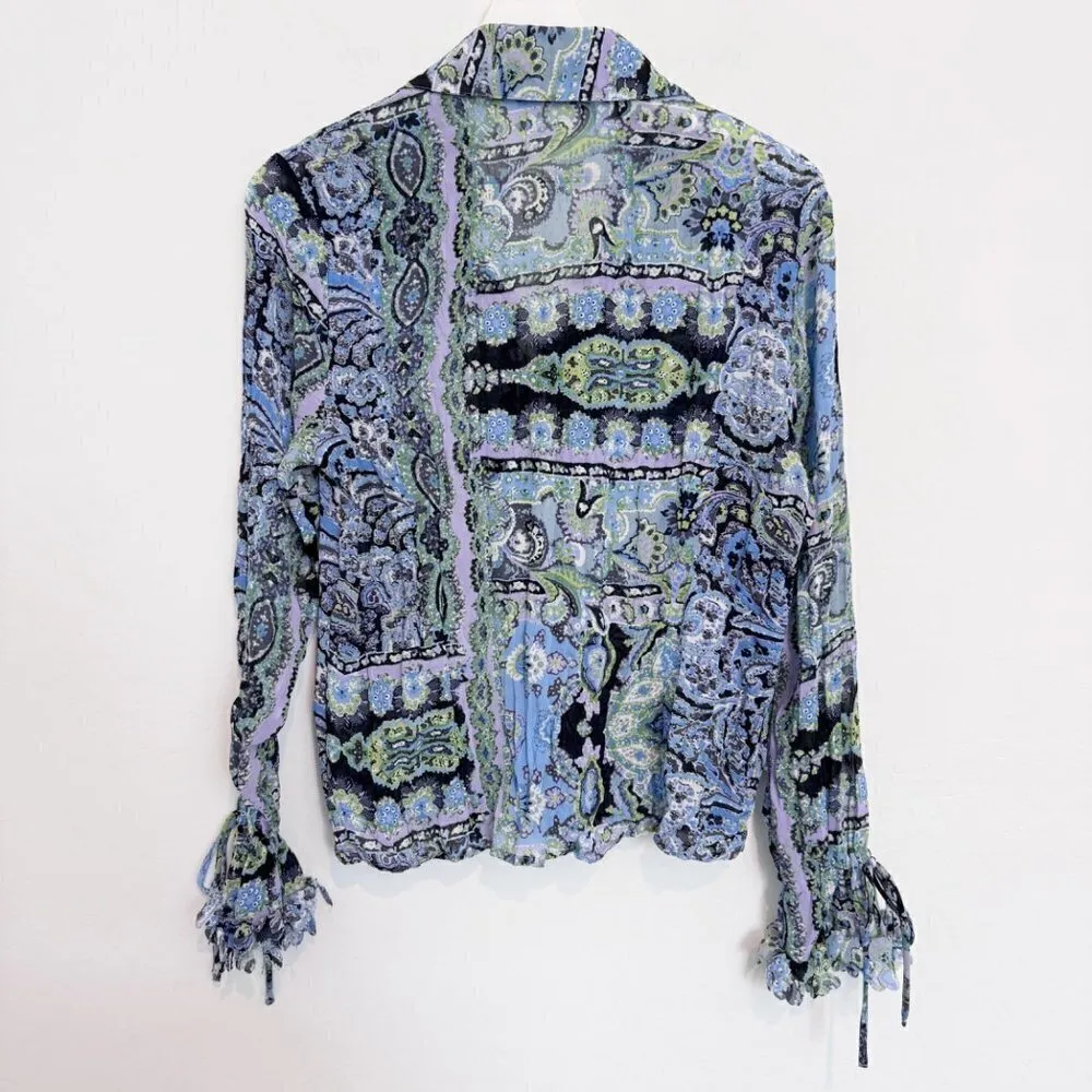 Violet + Claire Y2K Mesh Flare Sleeve Blouse Top 90s Fairy Indie Blue Size Large - Image 7