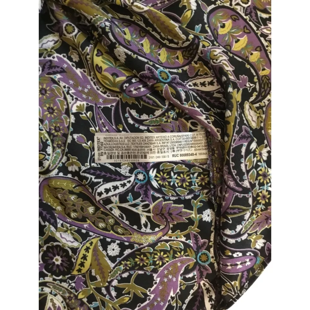 Zara Purple/Black Paisley Print Design Keyhole Back Mini Dress Sz S Women - Image 9