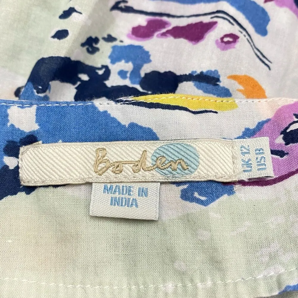 Boden Women's V-Neck 100% Cotton Boat Print Mini Kaftan Dress Size 8 - Image 6