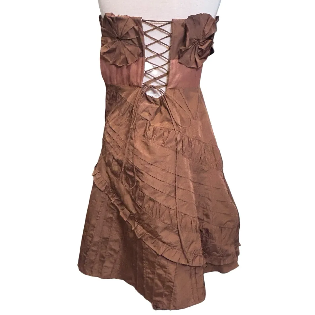 BCBG Maxazria Silk Vintage Brown Vintage Y2K 90s Brown Dress Formal Rare Sz 10 - Image 8