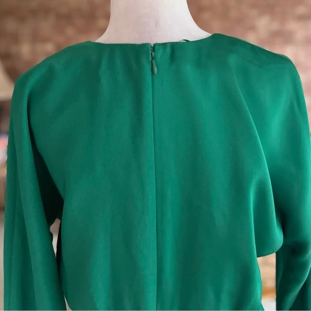 Cushnie Emerald Green Faux Wrap Satin Crepe Dress NWT 8 - Image 11