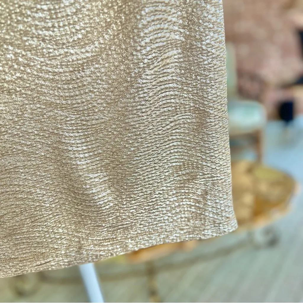 Forever 21 Skirt Pencil Gold Metallic Stretch Shimmery L (jrs) Cocktail Party - Image 5