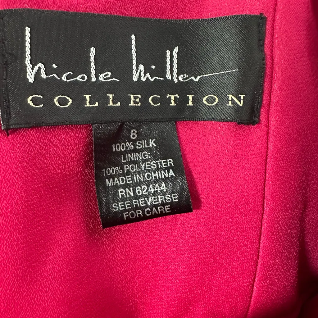 Nicole Miller Strapless Dress in Red with Brown and Gold Accents - Image 7