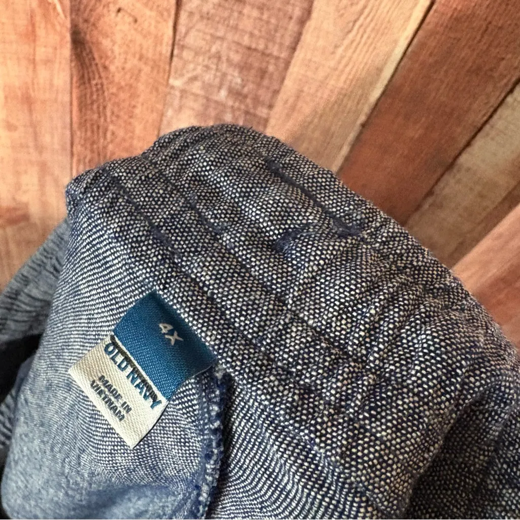 Old Navy‎ Blue Chambray Pull On Linen Blend Pants Size 4X - Image 5