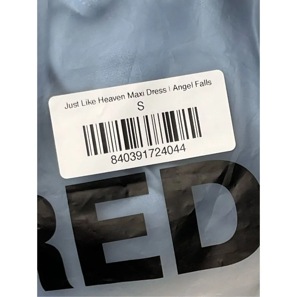 Rumored Just Like Heaven Maxi Long‎ Dress SMALL Angel Falls Blue Coverup Sheer - Image 6