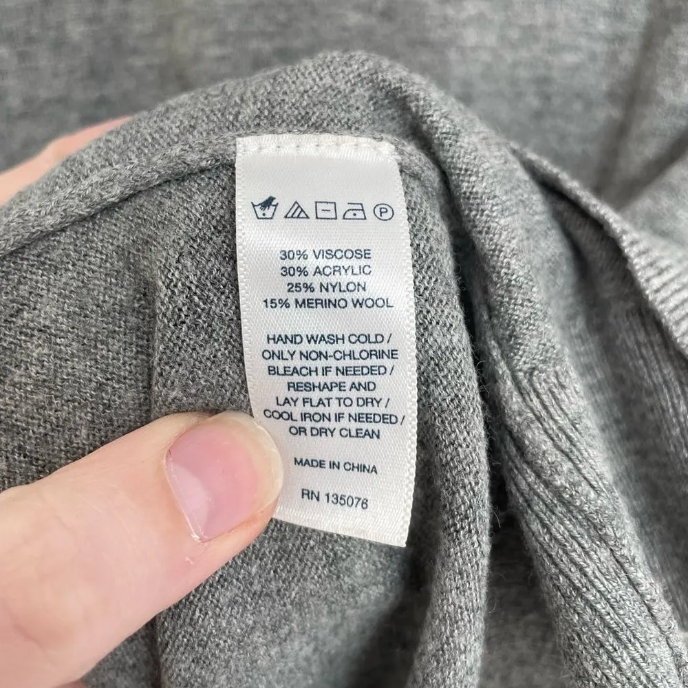 C. Wonder Gray Crew Neck 3/4 Sleeve Merino Wool Blend Sweater Women’s Size S - Image 4