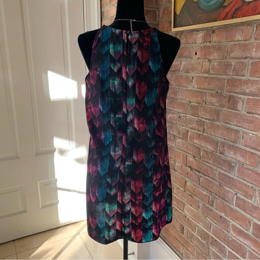 A. Byer Geometric Graphic Attached Necklace Sleeveless Dress M - Image 5