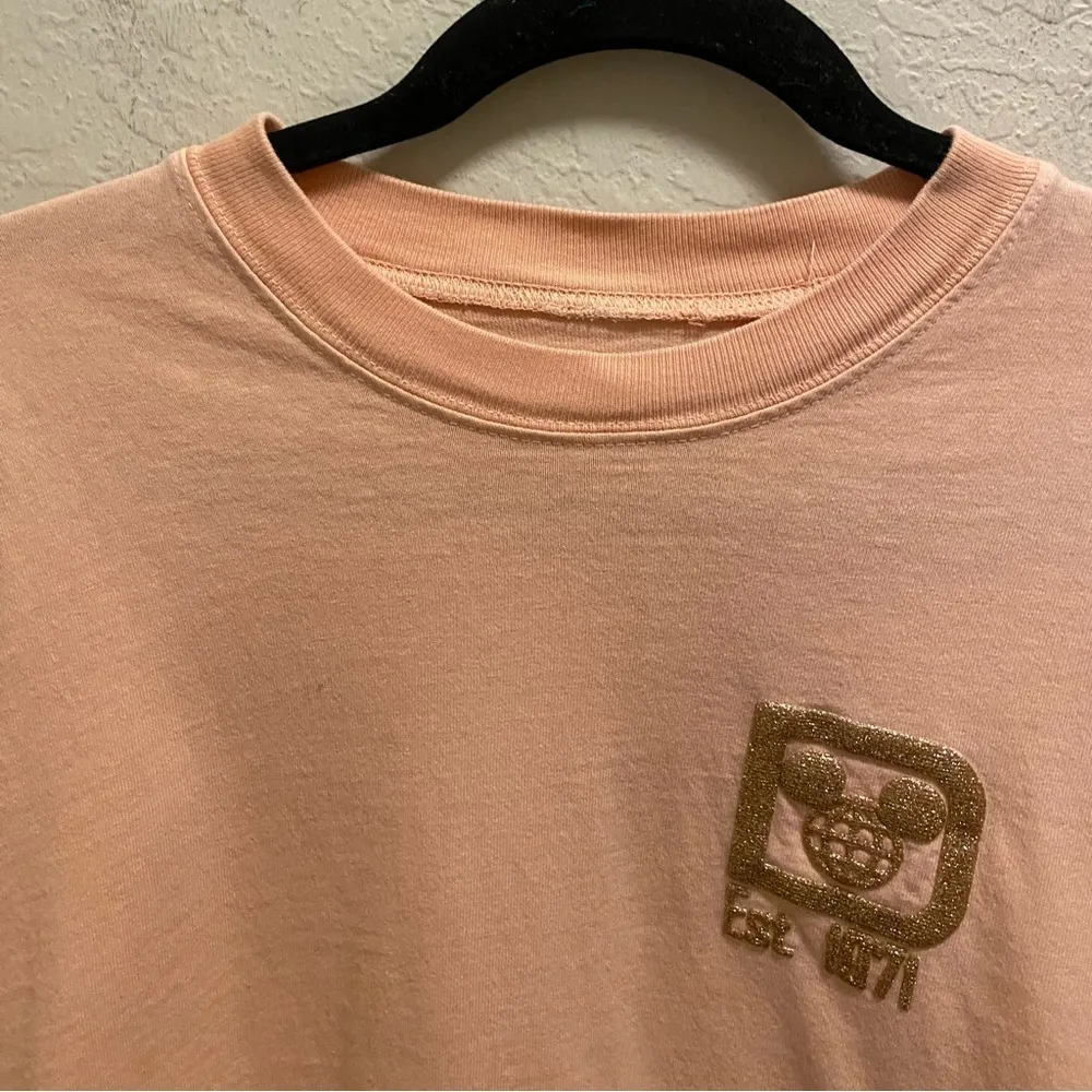 Disney Walt Disney World Peachy Pink Rose Gold Glitter Spirit Jersey Size S - Image 2