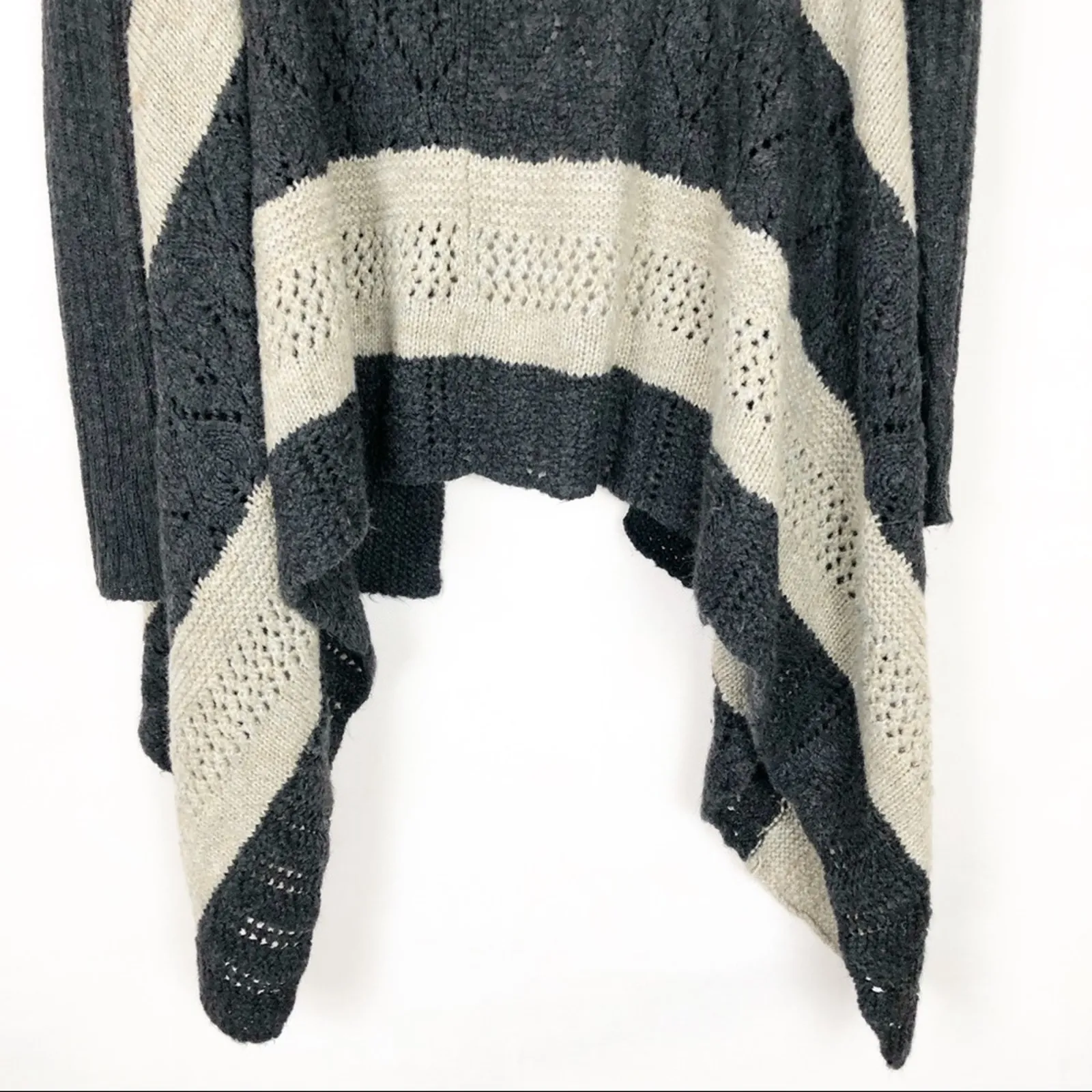 Smart Set Wool Blend Open Front Cardigan Colorblock Gray/Cream Size Petite Small Gray - Image 4