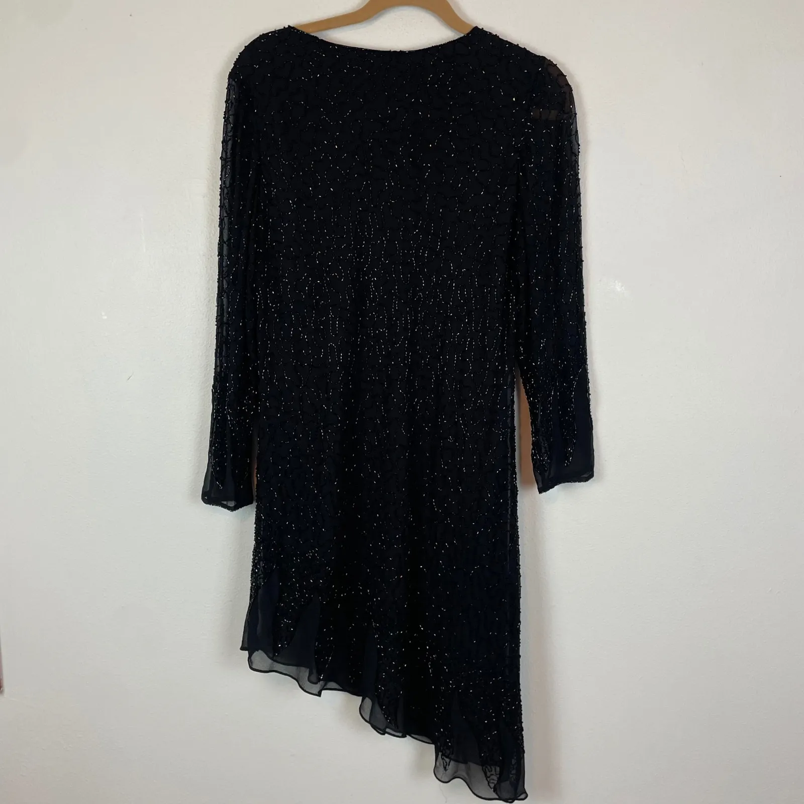 NOS VTG Jessica London Black Fully Beaded Sheer Sleeve‎ Cocktail Party Dress 16W - Image 11