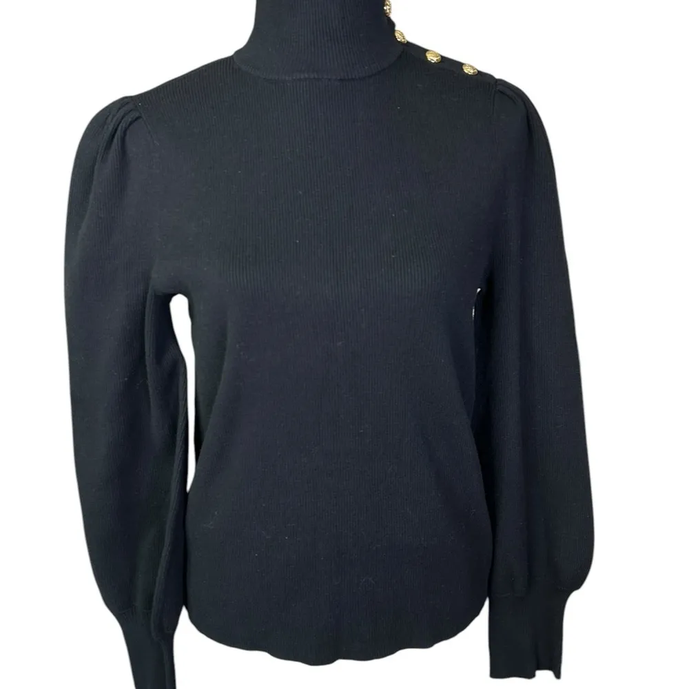 Ralph Lauren Button-Trim Mockneck Sweater Black Label Gold Button Size XXL - Image 3