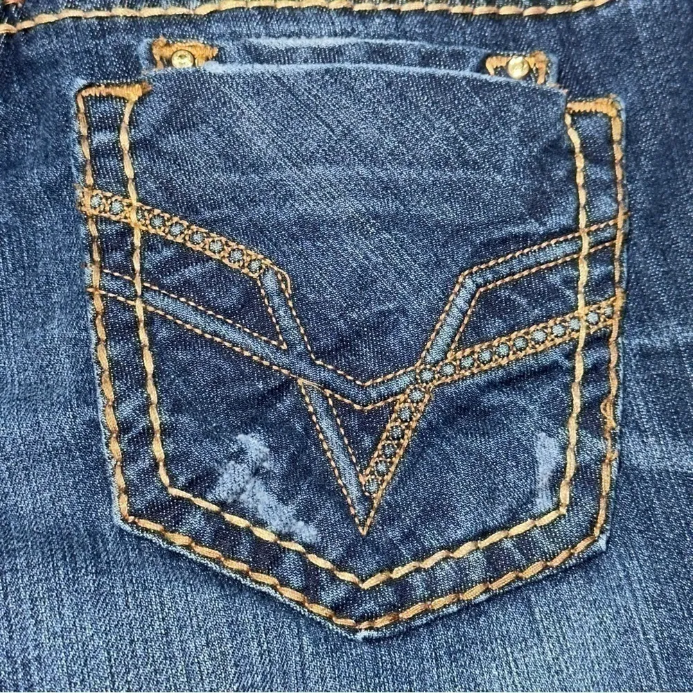 Vigoss Denim Women’s Size 26 Blue Exposed Thread Amber Rhinestone Skinny Jeans - Image 4