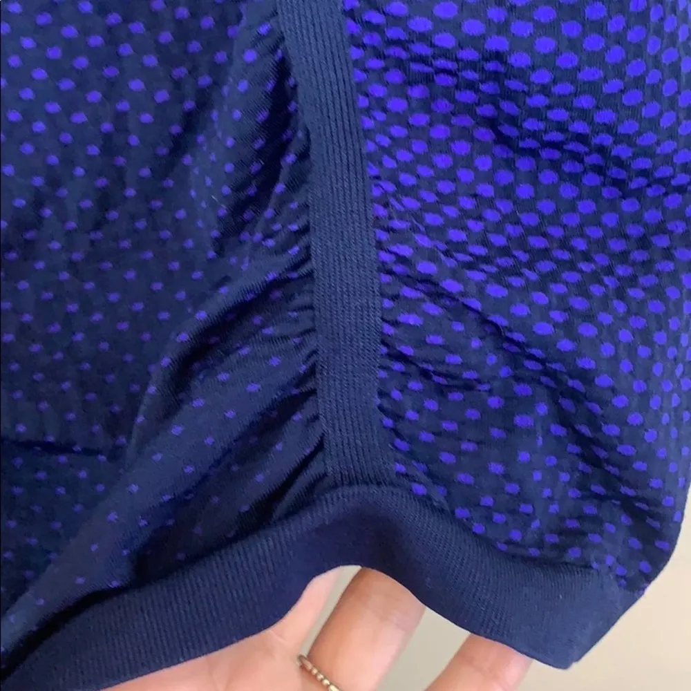 Athleta Navy/Purple Polka Dot Ruched Athletic Top - Image 3
