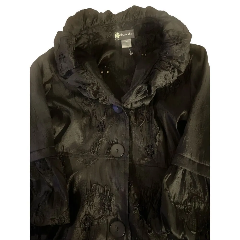 Damee Inc black jacket bubble collar cuff and hem sz Medium - Image 3