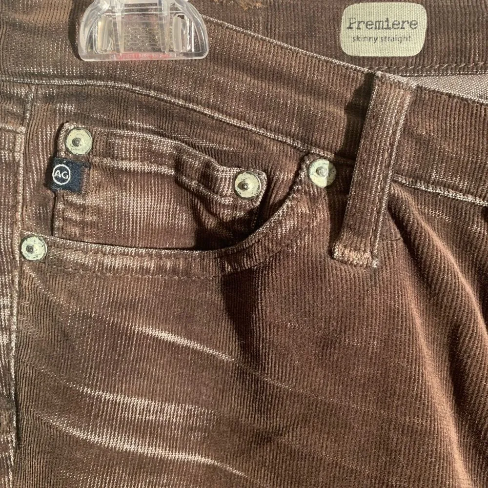 AG Adriano Goldschmied Premiere Skinny Straight Brown Corduroy Pant - Image 4